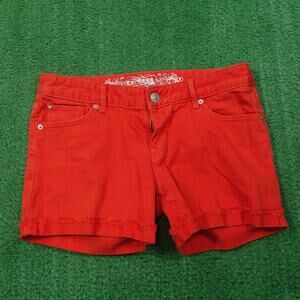 EXPRESS JEANS RED DENIM JEAN SHORTS WOMENS‎ SIZE 4